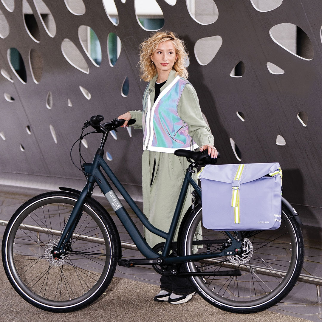 blackstar grey reflective short safety vest with iridescent glow