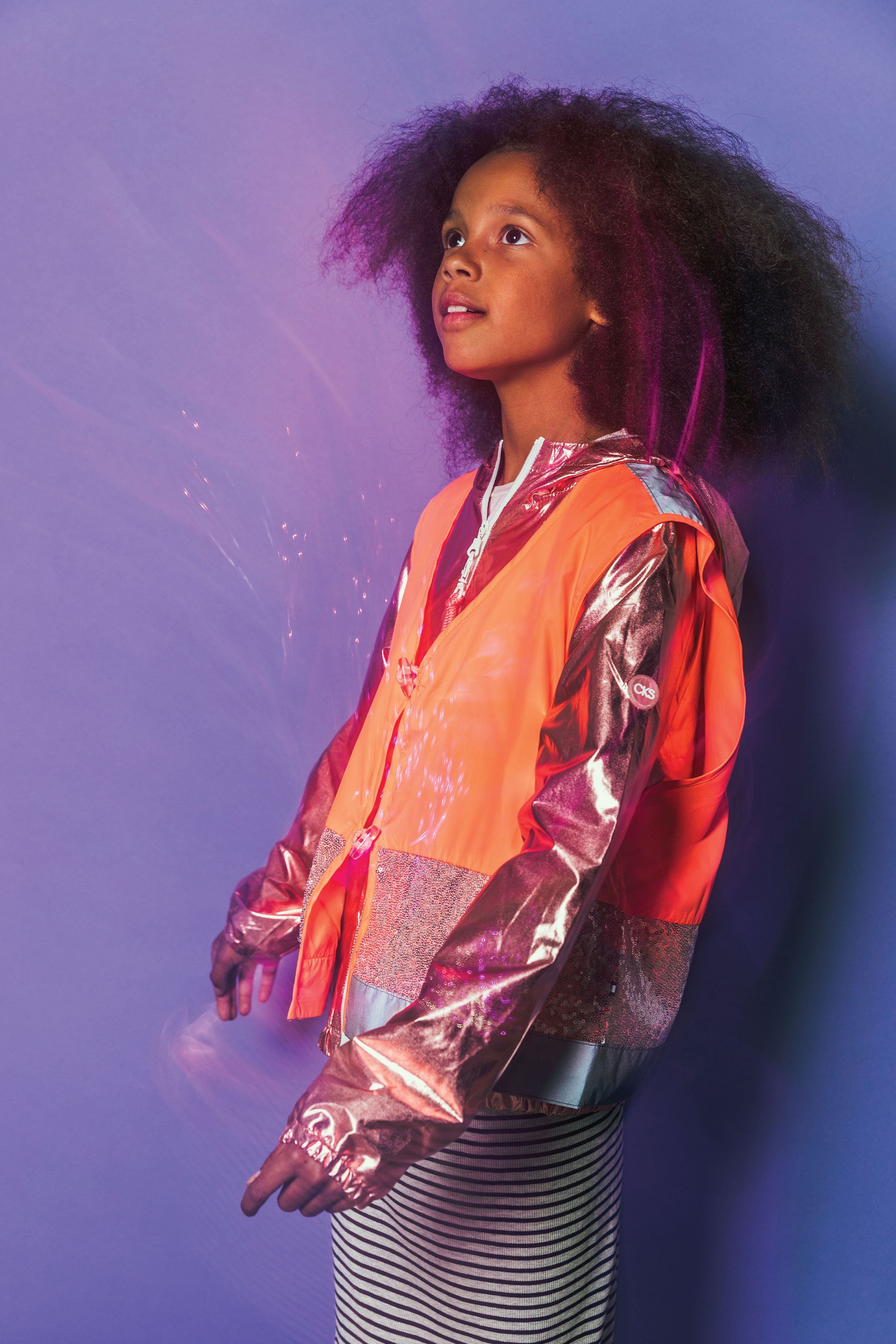 Gloria | Coral safety vest with glitters - GOFLUO